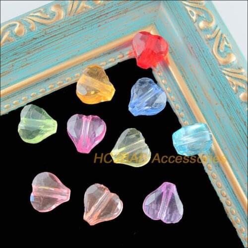 45Pcs Mixed Transparent Acrylic Love Heart Spacer Beads Charms 11x12mm