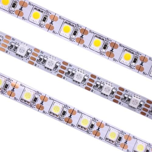 DC5V SMD 5050 RGB LED Strip Waterproof 5M 300LED RGB WHITE WARM WHITE Fita LED Light Strips Flexible tape
