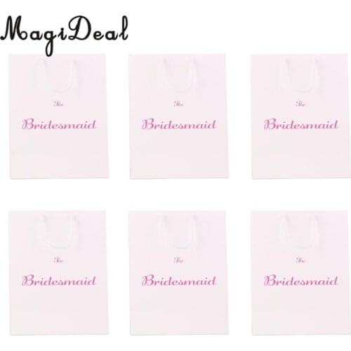 6pcs Large The Bridesmaid Wedding Party Paper Bag with Handle White Accessory Wedding Gift Bag Gift Keepsake Hen Party Bag