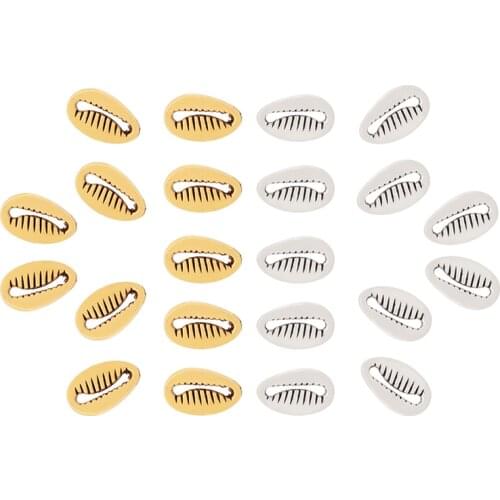 60 x Tibetan Silver/Gold Conch Cowrie Shell Connector Charms Beads for DIY Bracelet Making Accessories 12x8mm