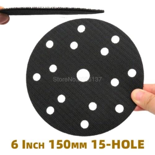 6 Inch 150MM 15-HOLE Hook And Loop Velcro Sanding Interface Pad Protection Disc Abrasive Power Tools Black Accessories