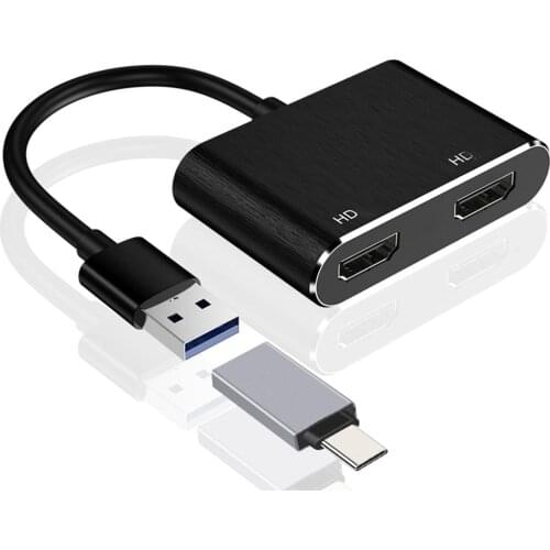 USB 3.0 to Dual HDMI-compatible Triple Display Adapter USB C Converter USB Docking for MacBook Air 13 Surface Pro 4 Display Port