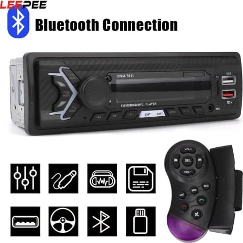 1-DIN with Voice Control Head Unit Handsfree Auto Stereo Bluetooth AUX Function Car Radio Multimedia SWM-7811/7812 Auto Clock FM