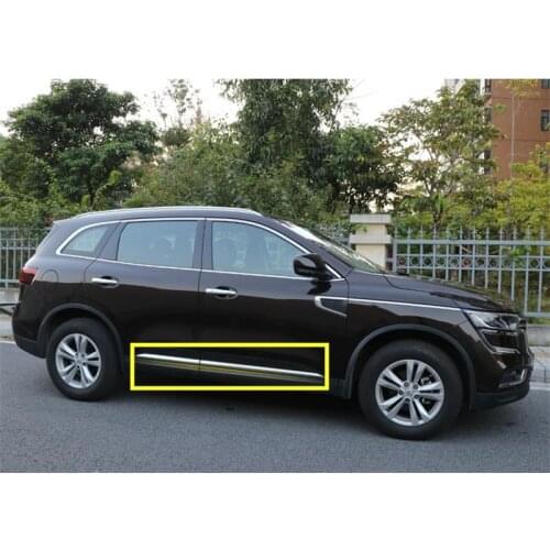 Car Side Door Body Trim stainless steel FIT For Renault Koleos 2017 2018 Molding Plate Cover Sticker Glossy Silver Accessories