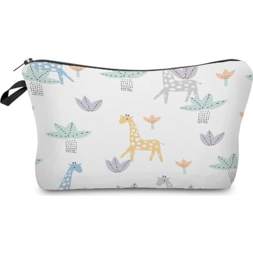 Child Pretty Storage Bag Multi-function Travel Storage Bag Lovely Printed Giraffe Cosmetics Organizer Bag Small Pencil cases