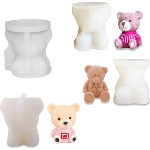ANGELADY 3D Cute Baby Bear Craft Molds Silicone Soap Candle Ice Tray Resin Casting Silicone Mold Art Craft Handmade Art DIY Tool