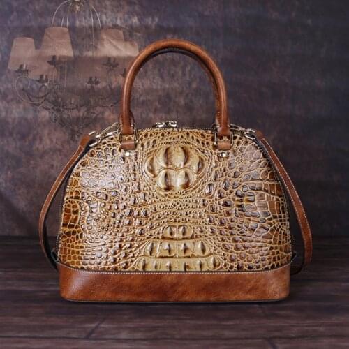Designer Handbags High Quality Vintage Alligator Shell Tote Bag 2021 Genuine Leather Handmade Embossing Shoulder Crossbody Bags