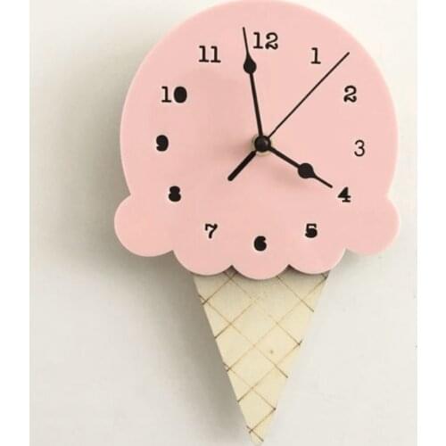 HLO 2021 Decorative Ice Cream Wall Clock Different Colors Cone Home Decoration Quality Material Reasonable Price Trendy