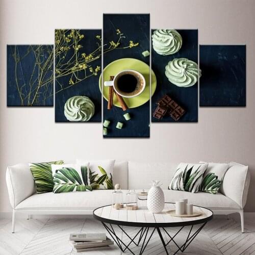 Canvas Painting chocolate ice-cream coffee tea time 5 Pieces Wall Art Painting Modular Wallpapers Poster Print Home Decor