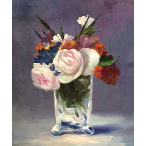 Beautiful Flowers Painting for Kitchen Flowers in a Crystal Vase by Edouard Manet Wall Art Home Decor Still Life Painting