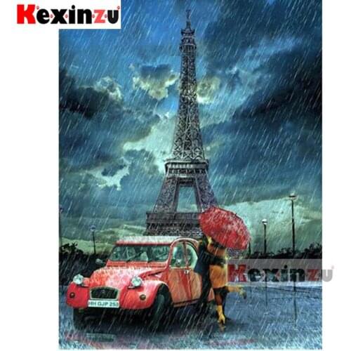 Kexinzu Full 5D DIY Square@Round Diamond Painting"Car tower"3D Embroidery Cross Stitch Kids puzzle handmade decoration K0052