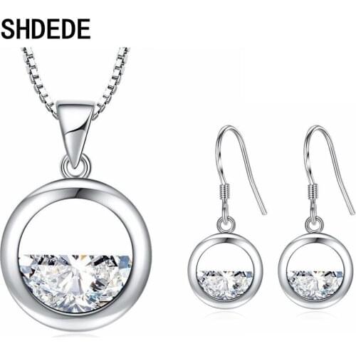 SHDEDE Necklace Earrings Jewelry Sets For Women Cubic Zirconia Bride Party Fashion Jewelry Wedding Gift Not Allergic -WH