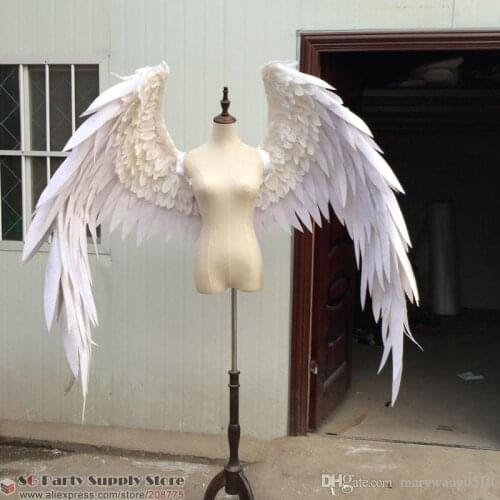 Costumed beautiful white red cartoon feather angel wings for Fashion show Displays wedding shooting props Cosplay game costume