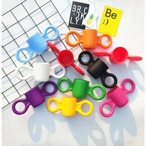 Colorful Big Handgrip PP 300ml Mugs coffee mug Milk Tea office Cups Drinkware the Best birthday Gift for friends