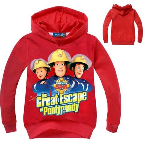 3-16Years Firefighter Fireman Sam Cosplay Costume Clothes Nova Kids Hooded Coats For Boys Girls Clothing Print Cartoon Outwear