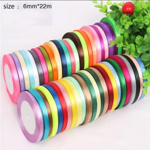 25 Yards 1/4" 6mm Single Face Satin Ribbon Wholesale Gift Packing Christmas Ribbons Wedding Party Decorative Crafts Ribbons
