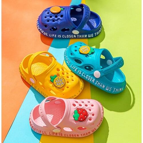2021 Summer New Cartoon Fruit Kids Sandals Anti-collision Slippers Boys Girls Baby Hole Shoe Cute Children Beach Toddler Slipper
