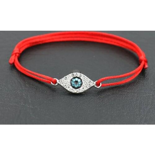 Minimalist Ethnic Silver Color Crystal Zircon Evil Eye Bracelet Lucky Red Thread Cords Charm Bracelets For Women Jewelry Gift