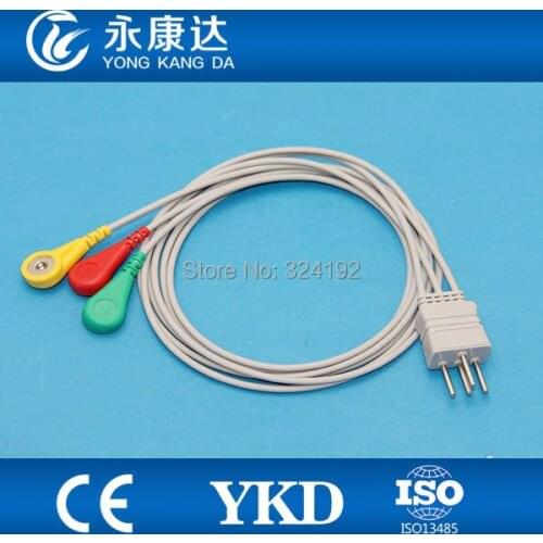 NEC Holter 3 lead cable IEC Snap, with CE&ISO13485 proved manufacterer