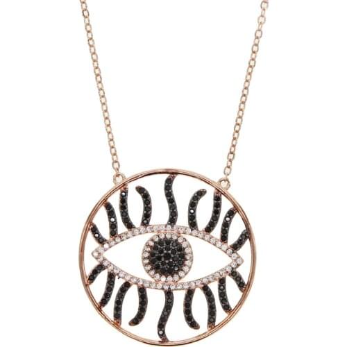 2021 Summer New Fashion Boho Vintage Turkish Eye Round Pendant Necklace For Trendy Women Ladies Engagement Wedding Party Jewelry