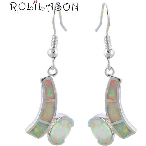 New arrival Simple design Super supplier White fire opal Silver Stamped Fashion Jewelry Dangle Earrings Fine jewelry OE191