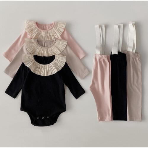 2 Pcs Newborn Baby Girl Clothes Infant Outfits Clothing Autumn Spring Baby Girl Romper + Overall Pants Baby Girl Clothing Sets