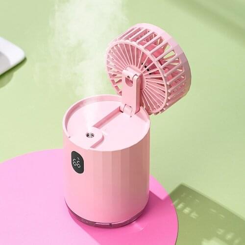 330ml Rechargeable Air Humidifier Diffusor Mist Maker Fogger with Folding Fan Portable Car Wireless USB Aroma Diffuser Atomizer