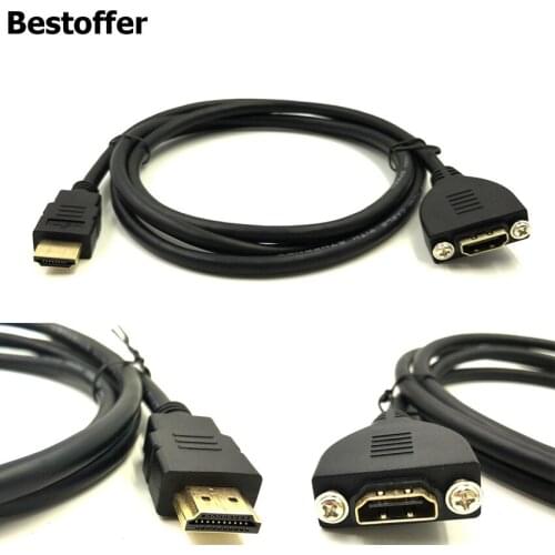 Gold Plated V1.4 HDMI Extension Cable Male to Female w/Screw Panel Mount Adapter