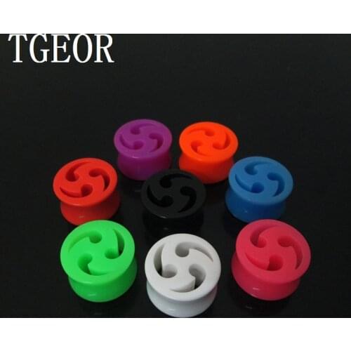 RETAIL 1 pair mixed 6 gauges ear expander saddle fan laser cut acrylic ear plug FASHION HOT