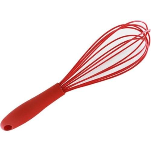 Manual Egg Beater Nylon Handle Silicone Milk Cream Butter Whisk Mixer Stiring Tool Red Color