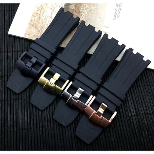 28mm Black Waterproof nature Rubber silicone Watchband Men Sport Watch Strap Band For AP Watch Audemars And Piguet With LOGO