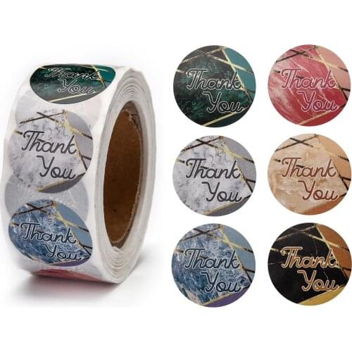 Thank You Stickers Adhesive Roll Sticker Labels for Envelopes Bubble Mailers and Bags Mixed 8 Color 25mm about 500pcs/roll