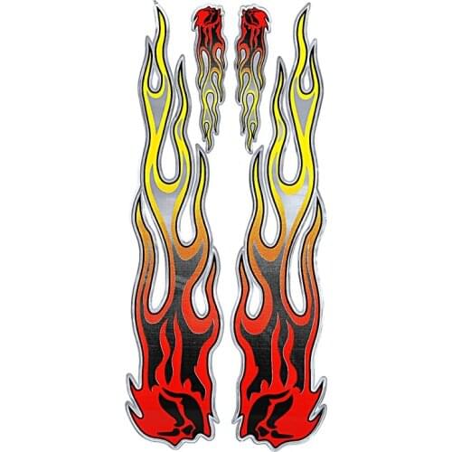 Red Yellow Flame Fire Style Decals Stickers Cover Stripes Body