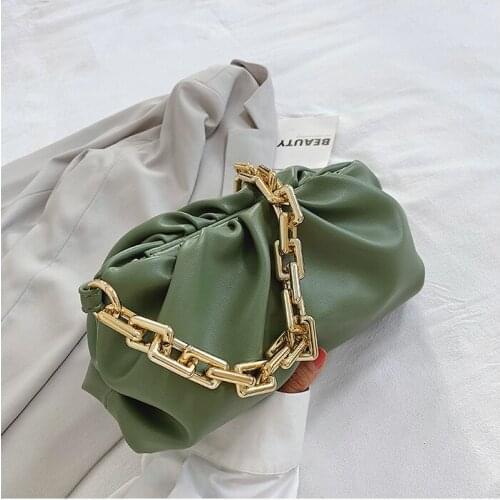 Totes Handbag Dumpling Clip Purse Bag Women Day Clutch Thick Gold Chains Cloud Underarm Shoulder Bag Pleated Baguette Pouch