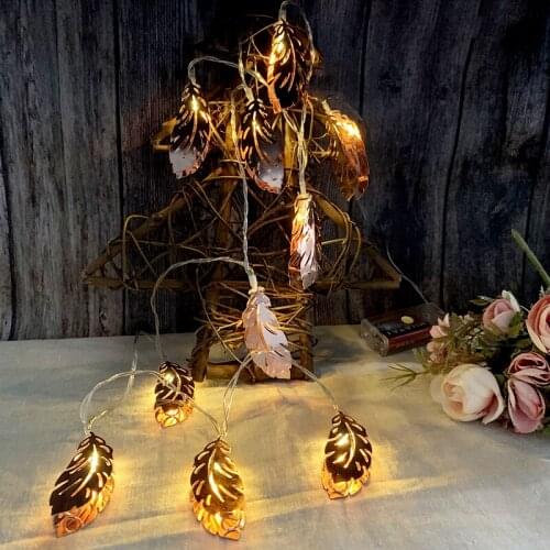 1.5m LED Iron Tree Leaf String Lights Decorative Lamp Holiday Home Party Halloween Christmas Wedding Outdoor Garden Decoration