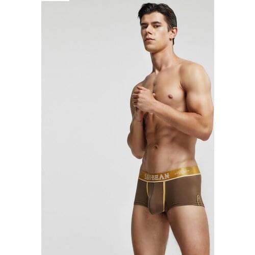 New Mens Underwear Fashion Retro Pocket Printing Golden Wide Belt Mens Boxers Briefs Homme Calzoncillos Cuecas Masculina