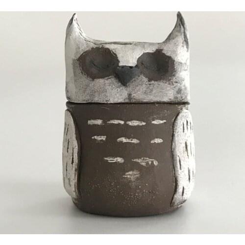 Handcrafted Unique Decorative Owl Figurine Of A Kind Ceramic Box Ornament Handmade Owl Shaped Box 1050 Degree Celcius Artwork