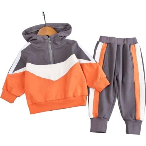 Spring and Autumn Childrens Suit Long-sleeved Clothing Stitched Zippered Sweater Trousers Toddler Sport Clothes Sets Tracksuits