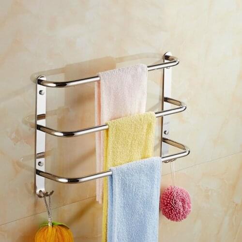 40/50cm 3 layer towel rack 304 stainless steel bathroom hardware accessories wall mounted towel hanger
