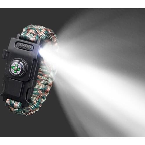 LED Light Multi-function Bracelet Emergency Camping Hiking tools Survival Bracelet Paracorde 4mm Outdoor First Aid Kits