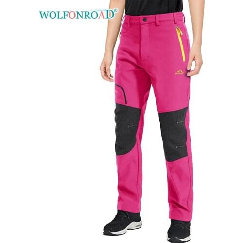 WOLFONROAD Soft shell Waterproof Hiking Pants for Womens Ski Snowboard Warm Pants Winter Windproof Camping Climbing Trousers