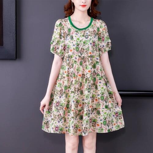 2021 Summer High-end Silk Dress New Temperament Printed Skirt Mulberry Silk Dress Professional Clothes For Women