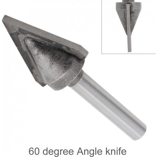 1/4" V Groove Bit CNC 60 Degree Tungsten Steel Router Milling Trimming Machine Carving Tool Woodworking Oblique Knife