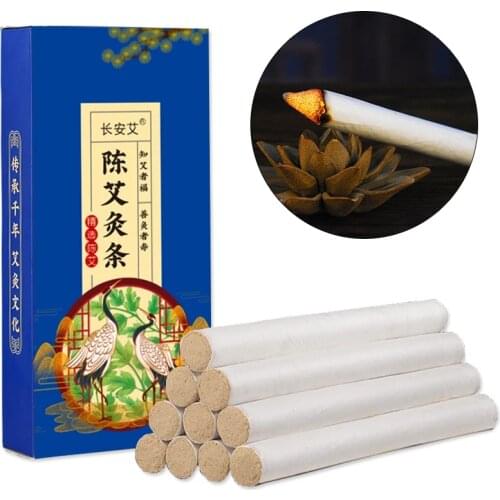 10pcs Moxa Sticks Roll Moxibustion Chinese Acupuncture Warming Therapy Pain Relief Treatment Burner Smokeless Moxibustion Rolls