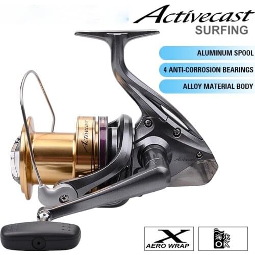 100% Original SHIMANO ACTIVECAST Surfcast Fishing Reel 1050 1060 1080 1100 1120 3.8:1Low-Profile Saltwater Beaches Spinning Reel