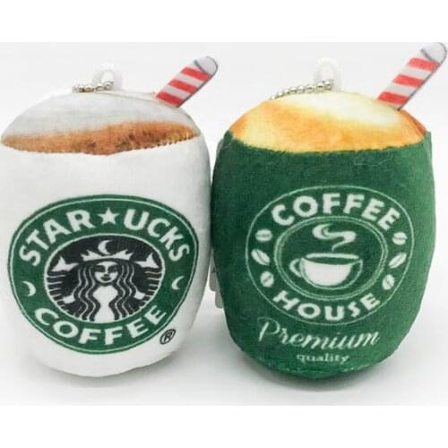 12Pcs/Lot 10CM Random Creative Milk Tea Coffee Cup Mini Cute Soft Plush Keychain for Bag Key Pendant