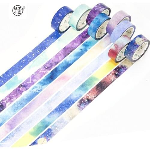 15mm Wide Varied Color Sky Star Rainbow Decoration Planner Washi Tape DIY Scrapbooking Diary Label Index Masking Tape Escolar