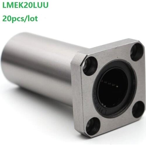 20pcs/lot LMEK20LUU Long Type Long Type Square Flange Linear Bearing Bushing