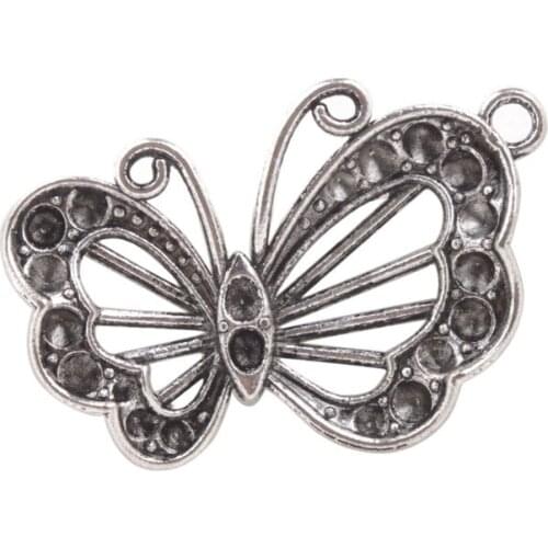 20PCS Antiqued Silver Color Butterfly Charm Pendants #92237