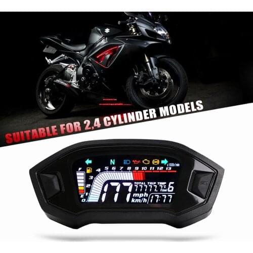 2021 New Motorcycle Universal LCD Cylind For1,2,4 Cylinder Speedometer 13000RPM Optional Backlight Digital Odemeter Tachometer